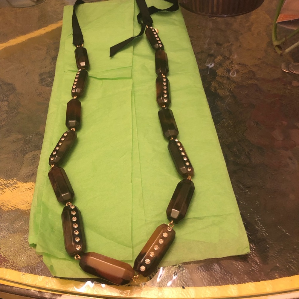 J.Crew tortoise look rhinestone disks necklace